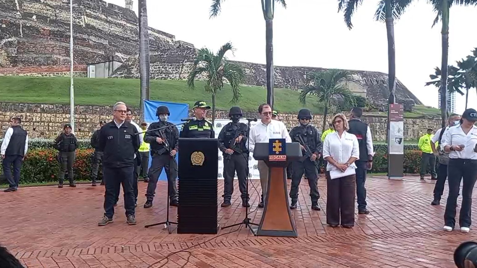 Conferencia de prensa sobre avances en la investigación del asesinato del fiscal Marcelo Pecci, en Colombia. Foto: Gentileza