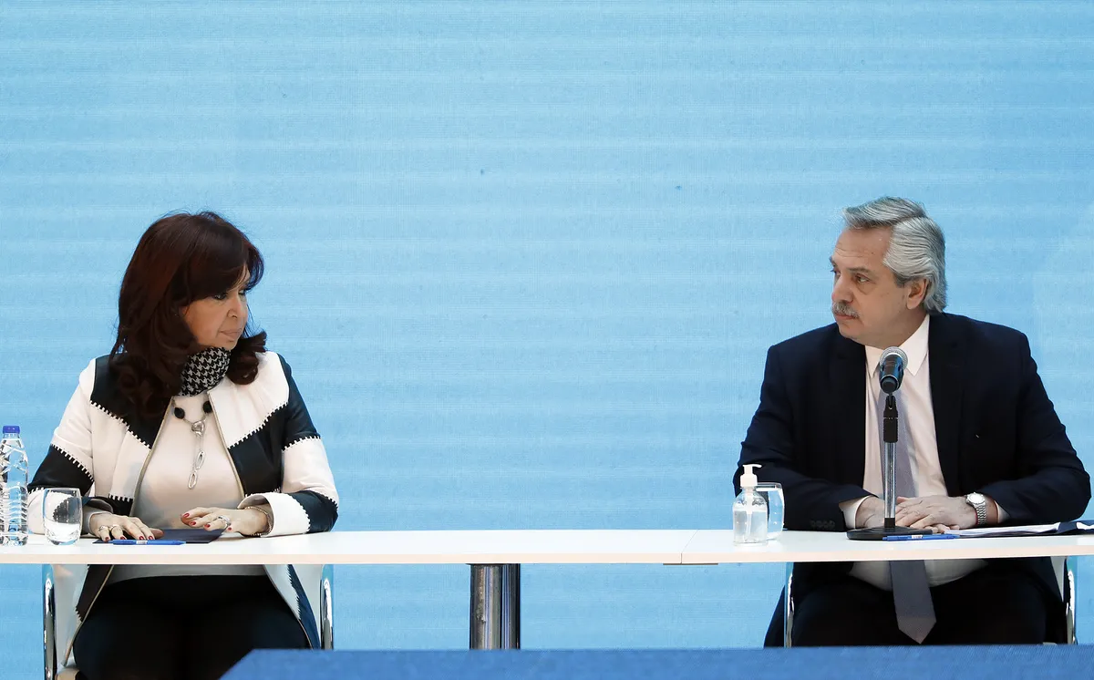 Cristina Fernández y Alberto Fernández, vicepresidenta y presidente de Argentina. Foto: La Nación Argentina