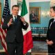 El ministro de Exteriores de México, Marcelo Ebrard, y su homólogo estadounidense, Antony Blinken, el 3 de mayo de 2022 en la Casa Blanca. Foto: DW.