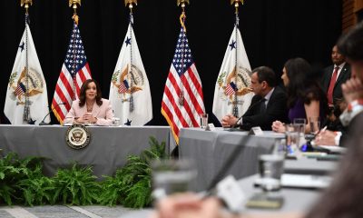 La vicepresidenta de Estados Unidos, Kamala Harris, en un encuentro con ejecutivos paralelo a la Cumbre de las Américas, en Los Ángeles. Foto: El País