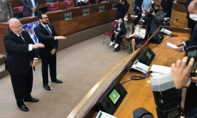 Los nuevos ministros del TSJE juraron en la mañana de este jueves ante la Cámara de Senadores. Foto: Senadopy