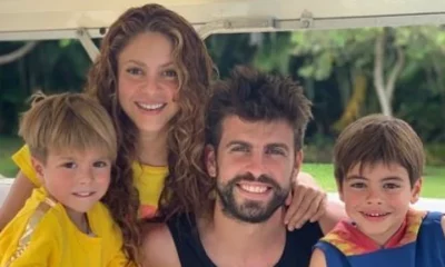 Shakira y Piqué junto a sus hijos Milan y Sasha. Foto: Infobae.