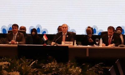 El canciller Julio César Arriola durante la LX Reunión del Consejo de Mercado Común. Foto Agencia IP.