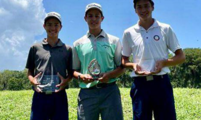 Franco Fernández, Erich Fortlage y Benjamín Fernández posan con sus respectivos trofeos como los mejores. GENTILEZA