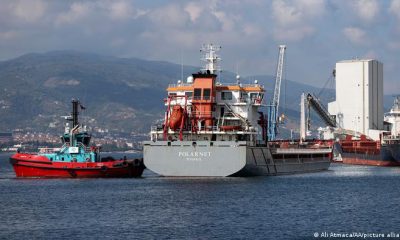 El carguero turco Polarnet zarpó el viernes del puerto ucraniano de Chornomorsk con 12.000 toneladas de maíz. Foto:DW