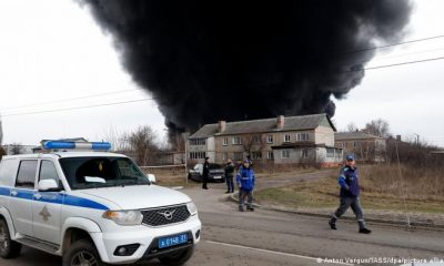 Incendio desatado en la región de Belgorod, cuya autoría fue atribuida por los rusos a la ofensiva ucraniana. Foto: DW