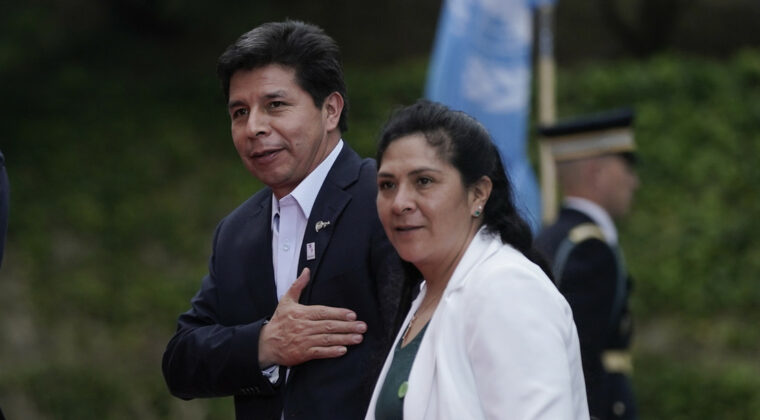 Pedro Castillo y Lilia Paredes durante un acto público celebrado en Los Ángeles (California, EE.UU.), el 9 de junio de 2022. Foto: El Comercio