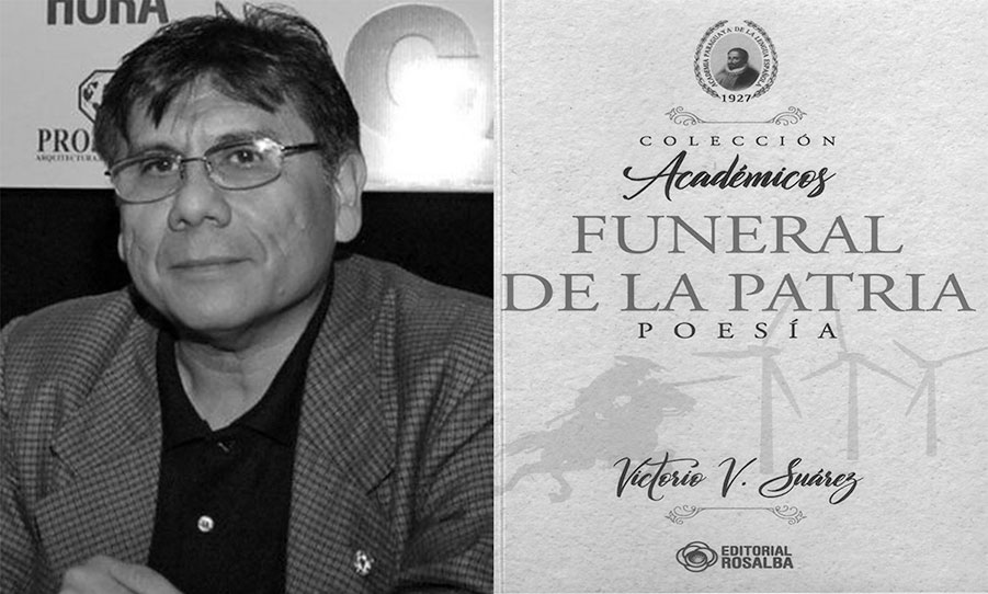 Victorio Suárez y la portada de "Funeral de la Patria". Archivo