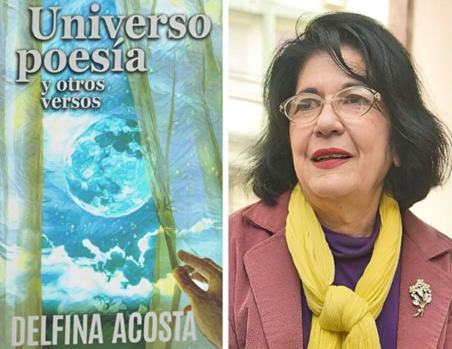 "Universo, poesía y otros versos" y su autora Delfina Acosta. Cortesía