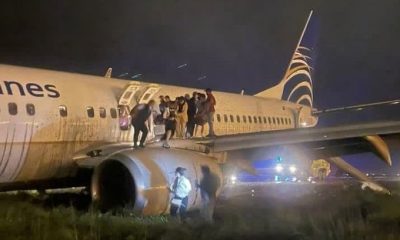 El avión realizó un incidentado aterrizaje