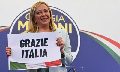 Giorgia Meloni, durante su discurso tras la victoria electoral en Italia. Foto: RTVE