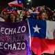 Un grupo de simpatizantes del rechazo a la nueva Constitución de Chile, el domingo en Santiago. Foto: El País.