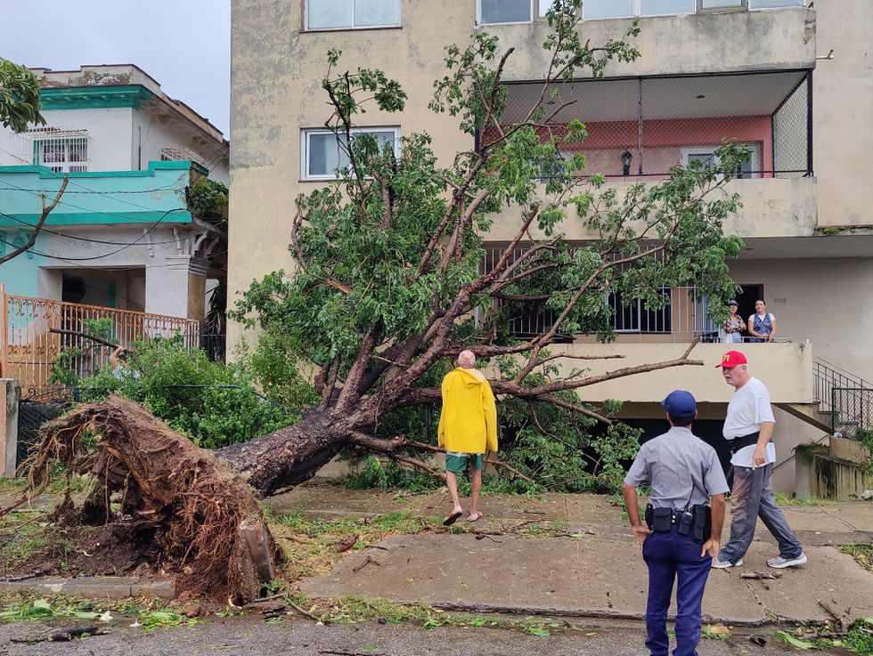 Vista de árboles caídos en una calle tras el paso del Huracán Ian hoy, en la Habana (Cuba). Foto:El País.