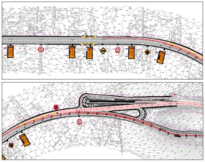 Gráfico del carril de descenso. Foto: Gentileza.