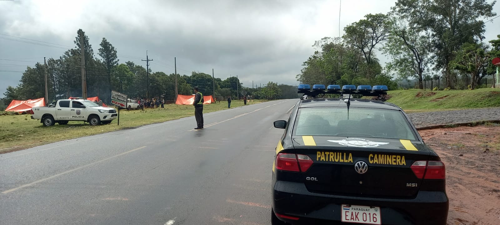 Manifestación en zona de ruta PY08. Foto: Patrulla Caminera