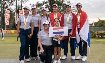 Delegación paraguaya que brilló en el campeonato sudamericano prejuvenil de Golf. Foto: Gentileza