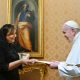 Presentación de las cartas credenciales de la embajadora María Letica Casati al papa Francisco. Foto: Archivo MRE.