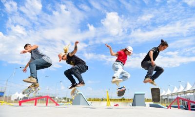 Nuestros cuatro representantes del skateboarding que compiten este sábado en el inicio de los Odesur. Foto: Gentileza ASU 2022.