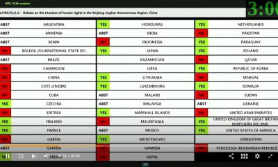 Argentina se abstuvo y ayudó a China a evitar que la ONU debata sobre las violaciones a los DDHH en Xinjiang. Foto: Captura de pantalla.