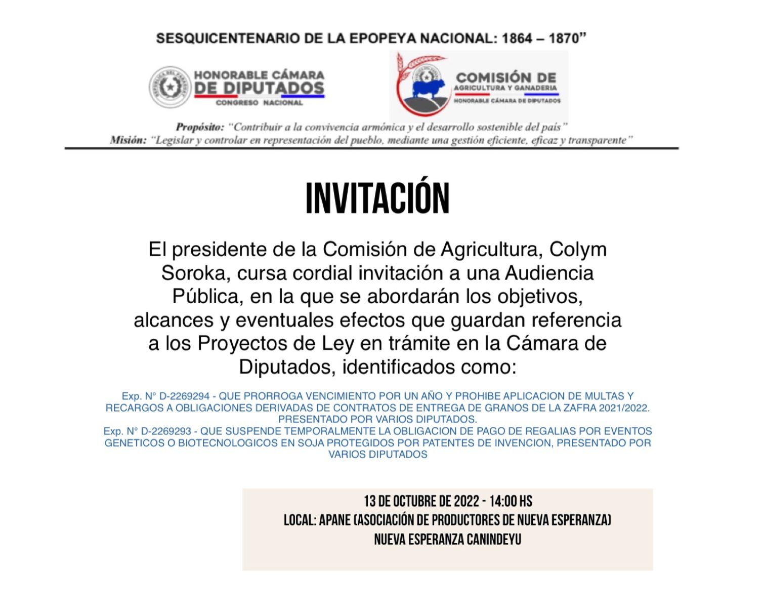 Flyer convocando a los interesados a participar. Foto: Diputados.