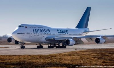 El Boeing 747 de la empresa venezolana Emtrasur, sigue retenido en Argentina. Foto: DW