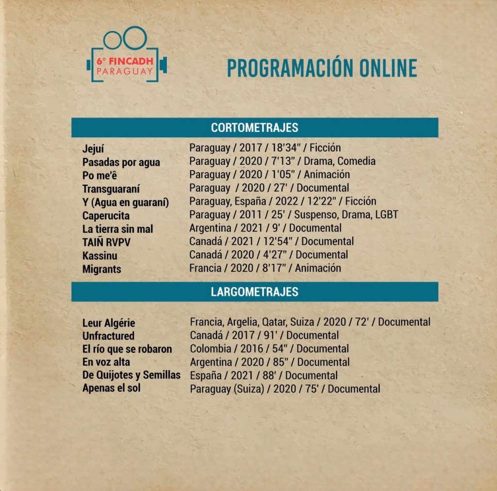 Programación online del FINCADH 2022. Cortesía