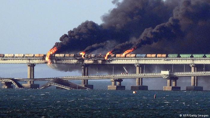 Puente que explotó en Crimea. Foto: DW.