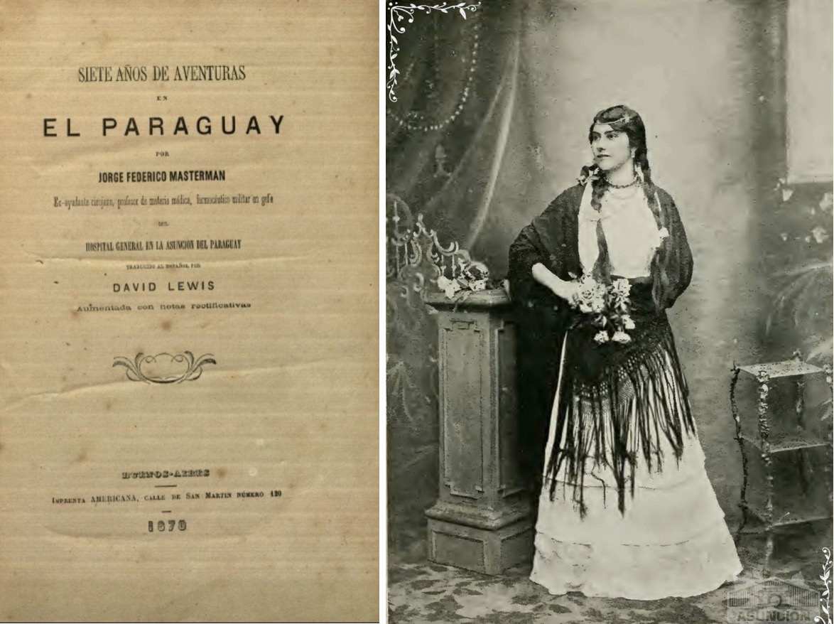 Obra de George Frederick Masterman, 1870. Imagen de sencillo atuendo femenino que se usó hasta comienzos del siglo XX en Paraguay. Cortesía