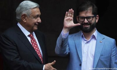 El mandatario de Chile, Gabriel Boric, se reunió el martes con su par mexicano Andrés López Obrador en el Palacio Nacional en Ciudad de México. Foto: DW.