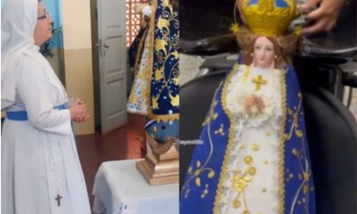 La hermana Anacleta viste a la virgen desde hace casi 60 años. Gentileza