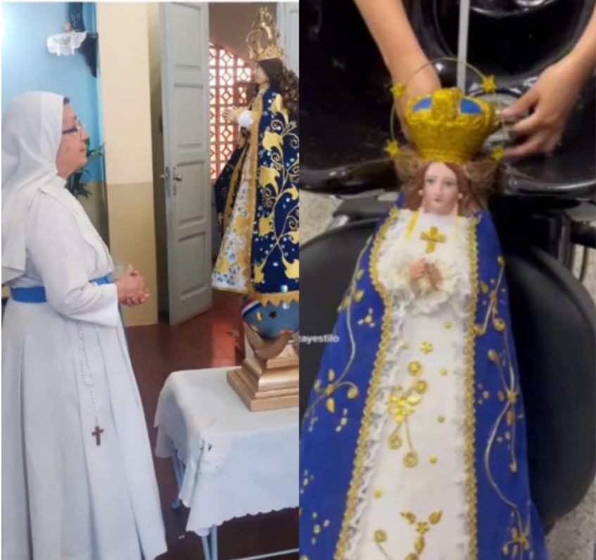 La hermana Anacleta viste a la virgen desde hace casi 60 años. Gentileza