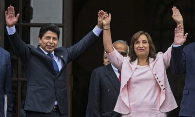 El presidente y la vicepresidenta de Perú, Pedro Castillo y Dina Boluarte, luego de una reunión con representantes de la OEA en Lima, este lunes. Foto: El País