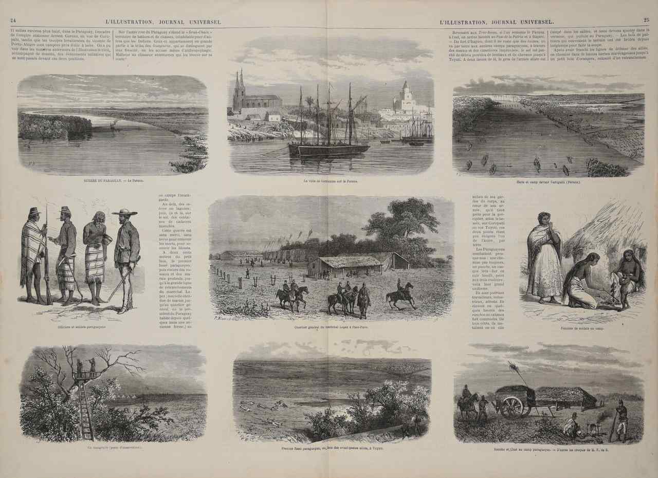 L’Illustration, 12 de enero de 1867. Página central dedicada al Paraguay. Colección Diana Domínguez W. S. © Fernando Franceschelli