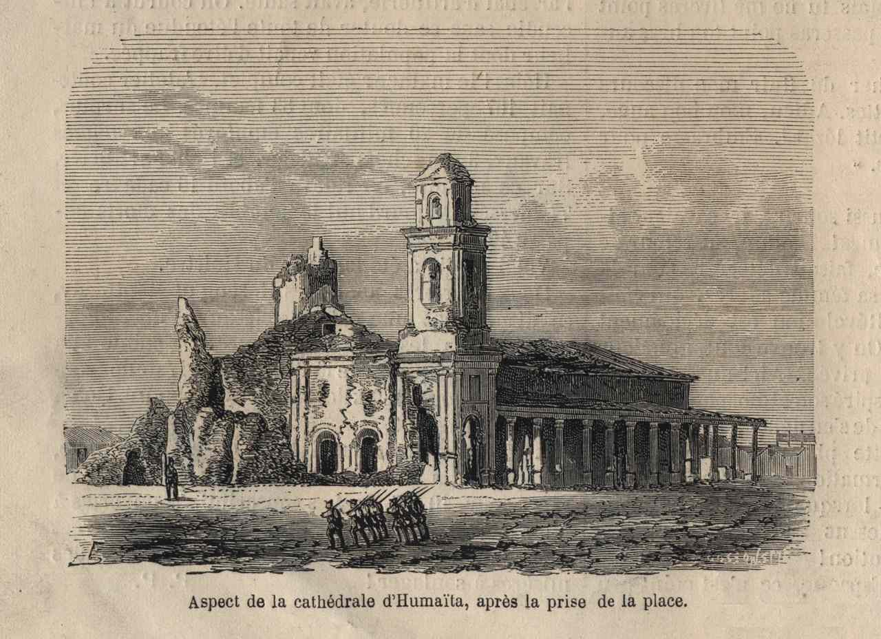 L’Illustration. 26 de septiembre de 1868. “Aspecto de la catedral de Humaitá, tras la toma del lugar”. Acervo Milda Rivarola.