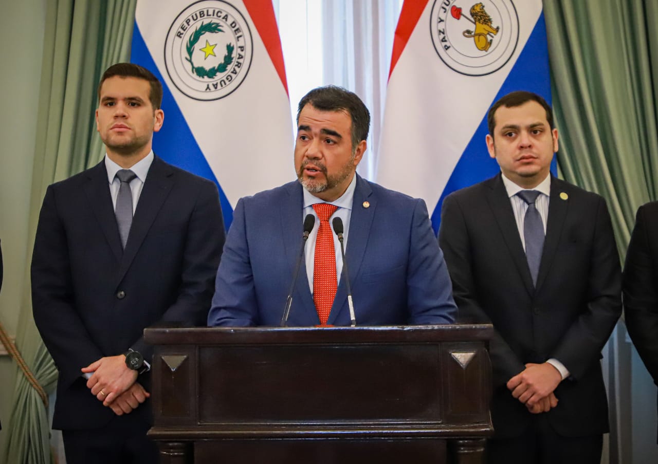 Conferencia de prensa en el Palacio de Gobierno. Foto: Gentileza.