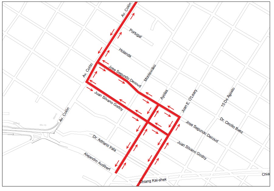 Mapa de desvíos alternativos por las obras. Foto :MOPC.