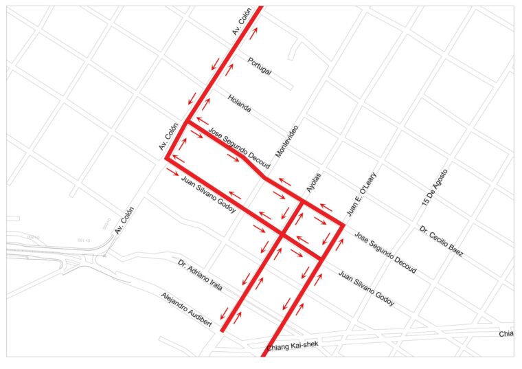 Mapa de las calles alternativas.