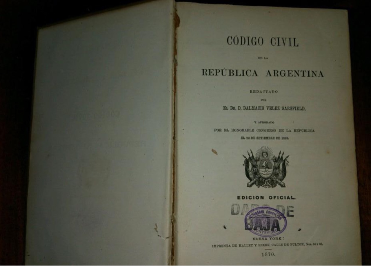 Código Civil de Dalmacio Vélez Sarsfield, Argentina. Archivo