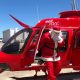 El helicóptero rojo que utilizará Papá Noel este lunes para llegar al Hospital de Clínicas. Foto: Eduardo Sánchez