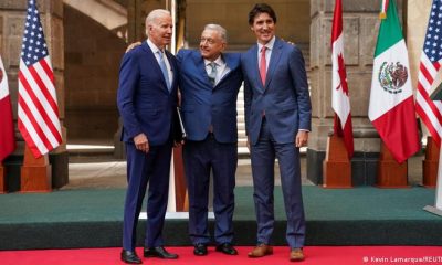 El presidente de EE. UU., Joe Biden, el mexicano, Andrés Manuel López Obrador, y el primer ministro canadiense, Justin Trudeau: "tres amigos" frente a China. Foto: DW