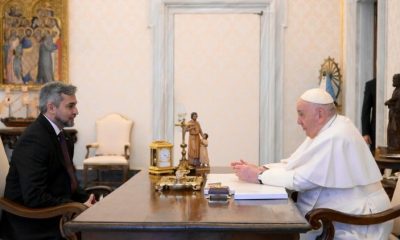 Mario Abdo Benítez en su segunda visita al papa Francisco. Foto: Vatican News