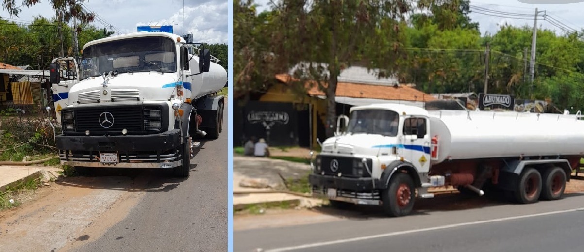 Responsables de la ESSAP registraron el vehículo que se cargó con agua potable de forma ilegal. Foto: ESSAP