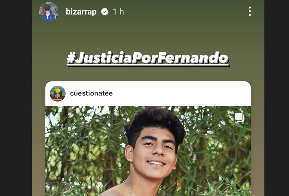 Posteo del productor del momento, Bizarrap pidiendo justicia para Fernando Báez Sosa. Foto: Captura