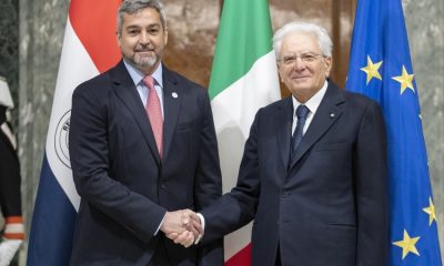 El presidente Mario Abdo Benítez fue recibido por su par de Italia, Sergio Mattarella. Foto; Presidencia de Italia.