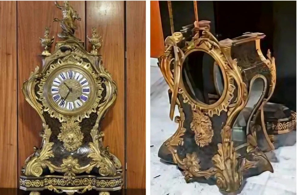 El reloj, antes y después.