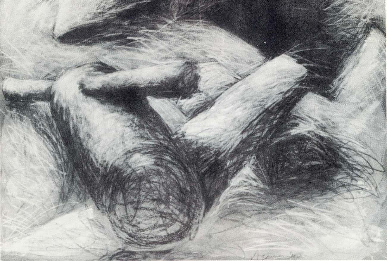 Obra de Pedro Agüero (detalle), Catálogo Galería Artesanos, 1990. Archivo