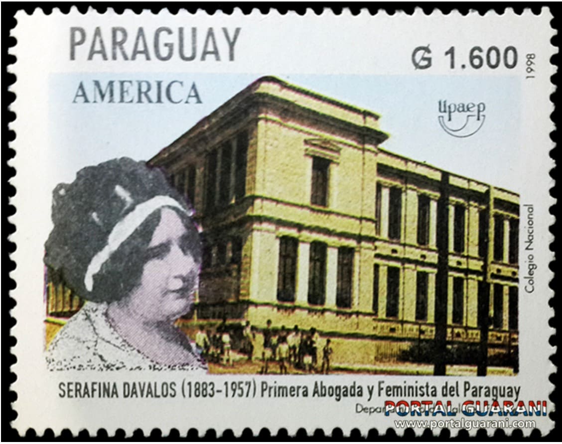 Sello postal de la serie “Mujeres destacadas del Paraguay” (1988) en homenaje a Serafina Dávalos. Cortesía