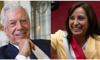 Vargas Llosa y Dina Boluarte. Foto: Infobae