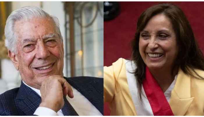 Vargas Llosa y Dina Boluarte. Foto: Infobae