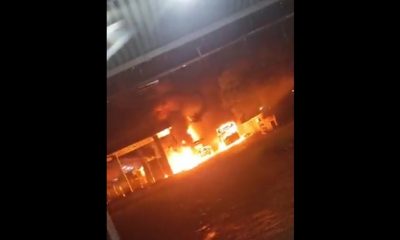 Incendio de parada de bus. Foto: Captura